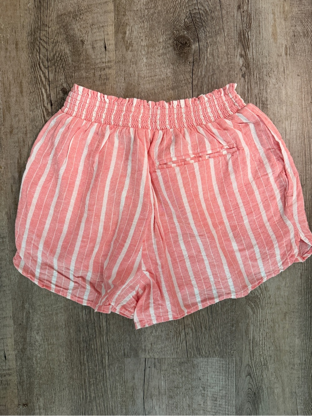 Aerie Womens XS Pink Striped Linen Blend High Waist Shorts - Picture 2 of 3